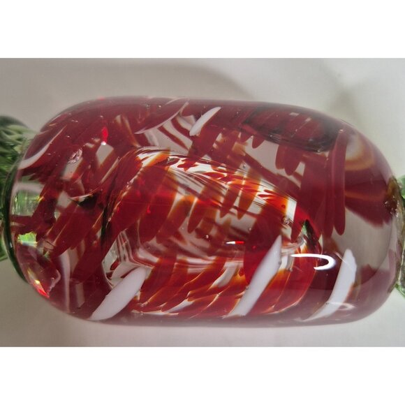 Handcrafted Glass Red And Green Candy Sculpture 6.50"x 2.50" - Picture 5 of 9